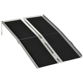 HOMCOM Wheelchair Ramp, 4ft, Aluminum, Portable, Non-Slip Surface, Black, for Steps, Doorways, Stairs HOMCOM Wheelchair Ramp, 4ft, Aluminum, Portable, Non-Slip Surface, Black, for Steps, Doorways, Stairs