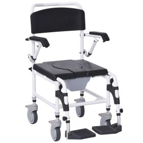 HOMCOM Commode Wheelchair, Rolling Shower Wheelchair with Wheels, Rectangle Detachable Bucket & Waterproof Design, 300 lbs HOMCOM Commode Wheelchair, Rolling Shower Wheelchair with Wheels, Rectangle Detachable Bucket & Waterproof Design, 300 lbs