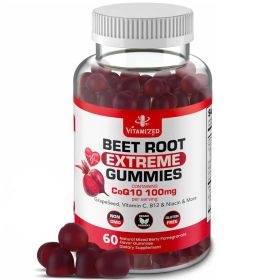 Extreme Beetroot Formula COQ10 100mg with Grape Seed Extract for Circulation Energy Flow 1500mg Beet Root Gummies Extract Gluten Free 60 Chews Extreme Beetroot Formula COQ10 100mg with Grape Seed Extract for Circulation Energy Flow 1500mg Beet Root Gummies Extract Gluten Free 60 Chews